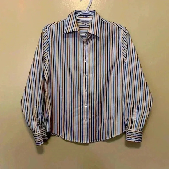 Tabi petite, 100% cotton, Wrinkle Resistant Striped  Button Down Shirt, NWOT - Picture 1 of 6